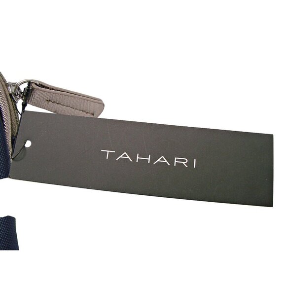 NEW Tahari Womens Navy/Pewter Travel Dome Cosmetic Case Make Up Bag Zip Closure - Picture 2 of 10